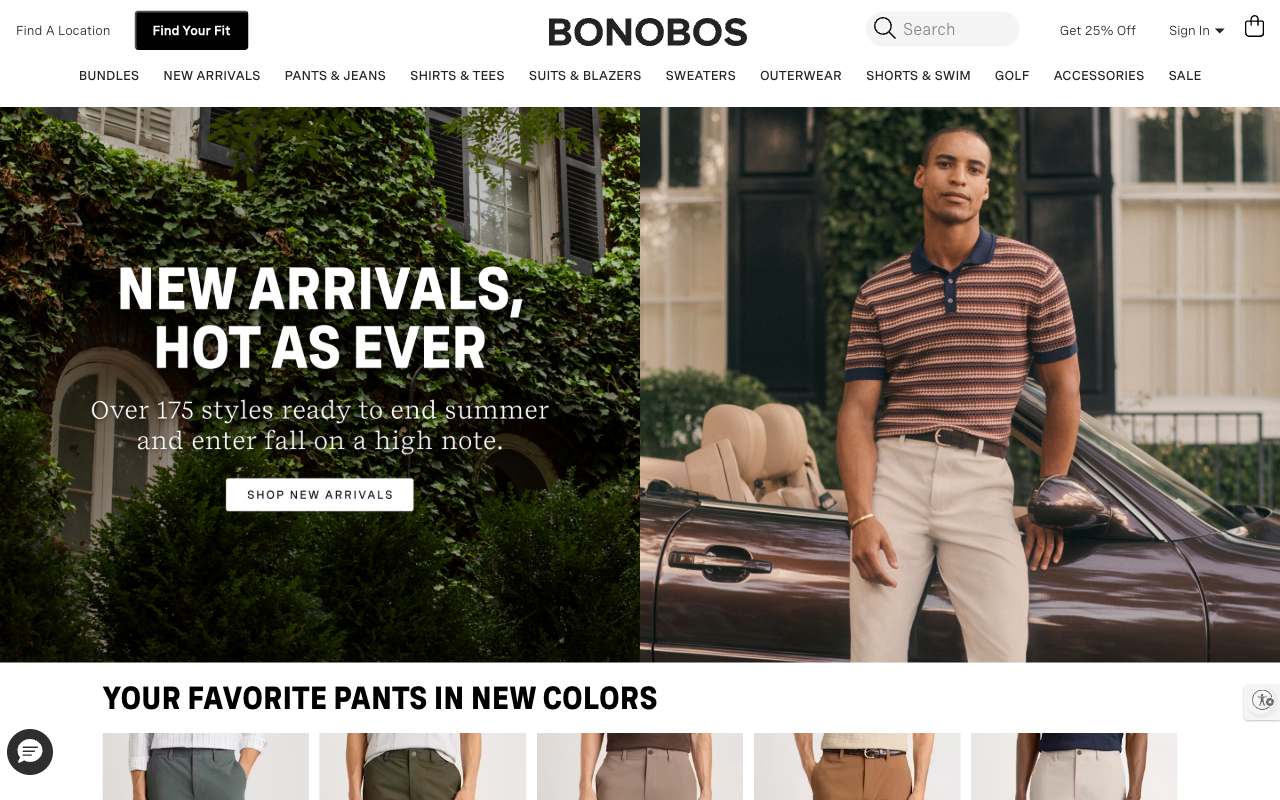 Bonobos website preview