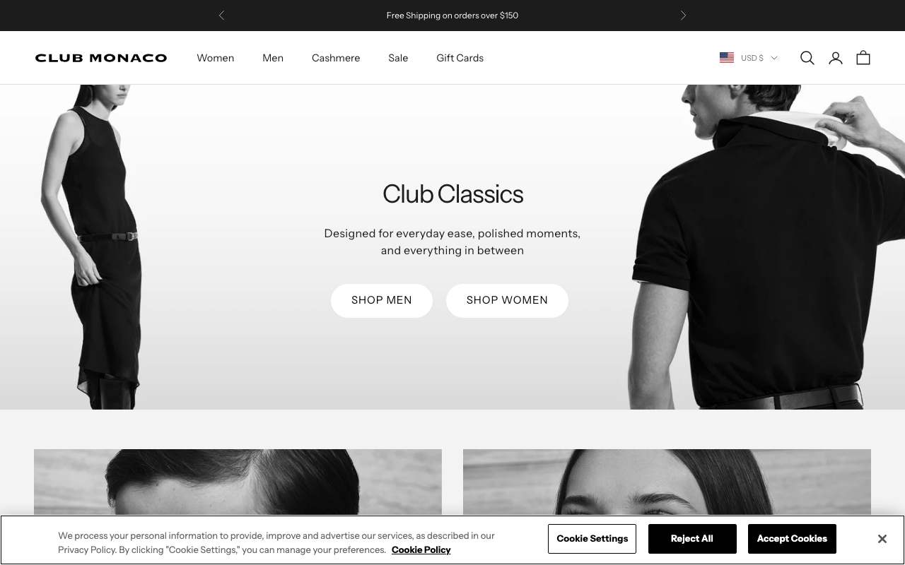 Club Monaco website preview