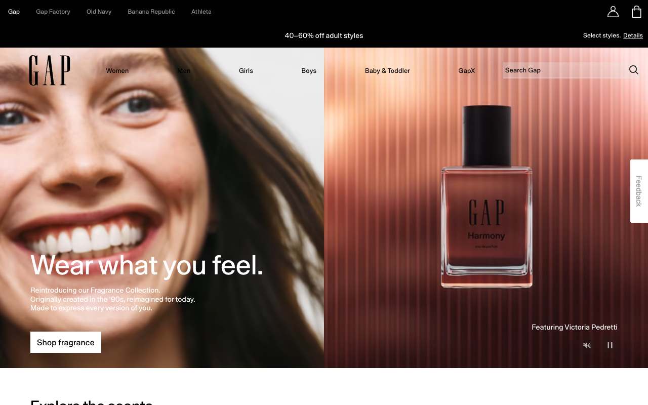 Gap website preview